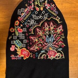 Johnny Was Black Embroidered Beanie